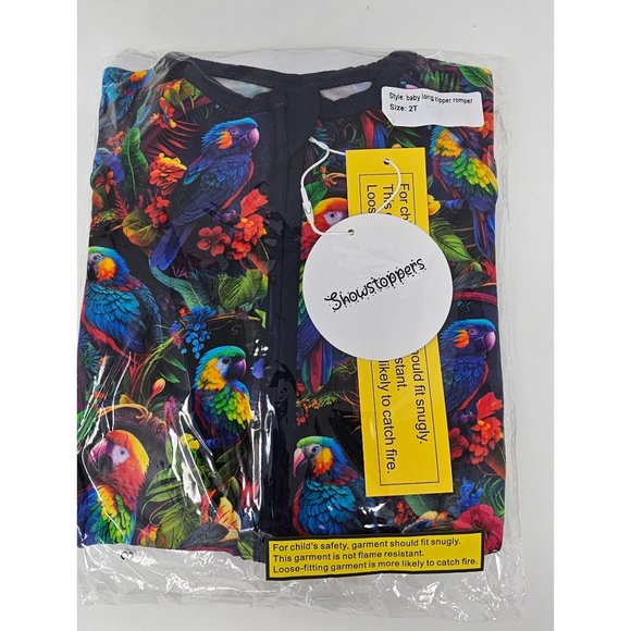 NEW!!! Showstoppers Birds of‎ Paradise Zip Romper 2T - Picture 1 of 3